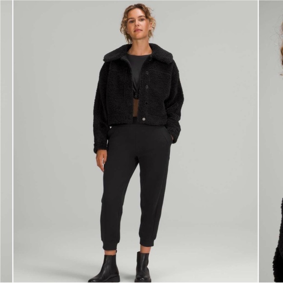 Lululemon NWOT black fleece textured button teddy jacket - Picture 2 of 15